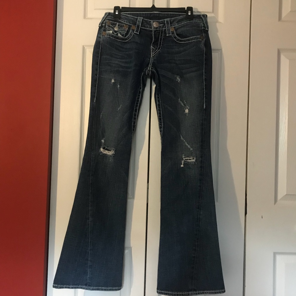 True Religion Flare Leg Destroyed Jeans-29